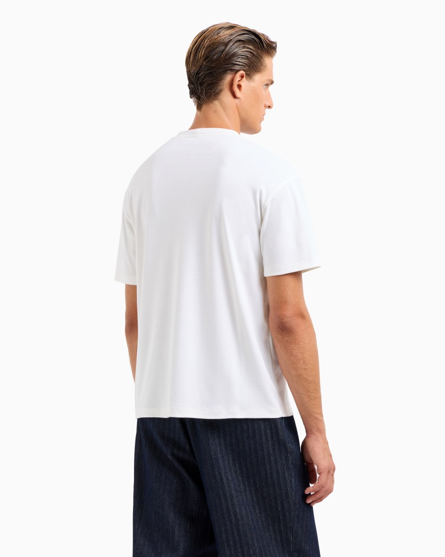 The World Of Armani T-SHIRT GIROCOLLO IN INTERLOCK DI COTONE E CASHMERE