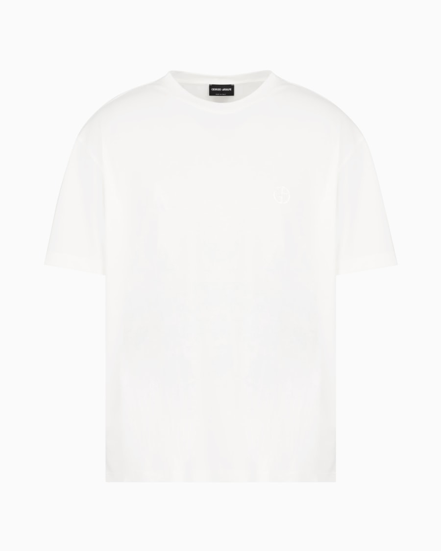 The world of armani T-SHIRT GIROCOLLO IN INTERLOCK DI COTONE E CASHMERE