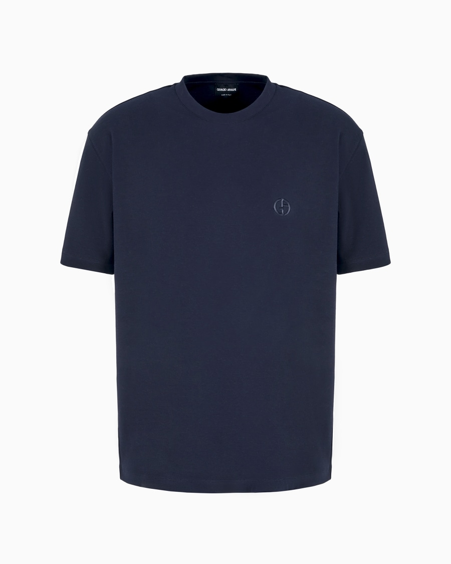 The world of armani T-SHIRT GIROCOLLO IN INTERLOCK DI COTONE E CASHMERE