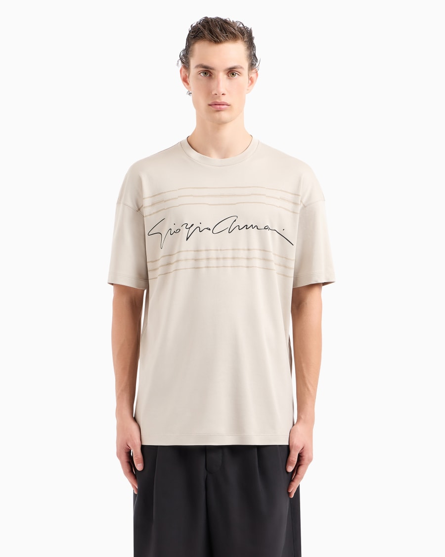 The World Of Armani T-SHIRT GIROCOLLO IN JERSEY DI COTONE BIOLOGICO ASV