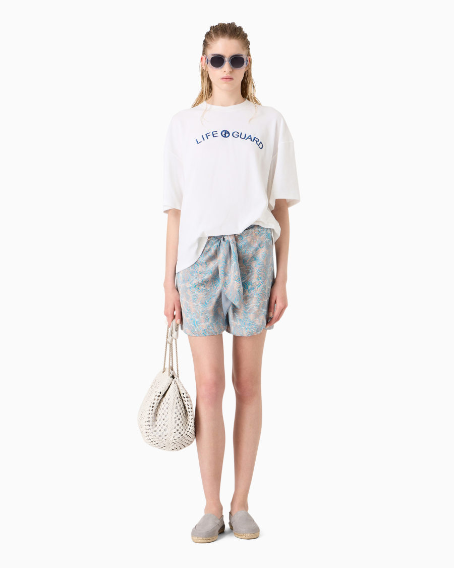 The World Of Armani T-SHIRT GIROCOLLO IN JERSEY DI COTONE E SETA