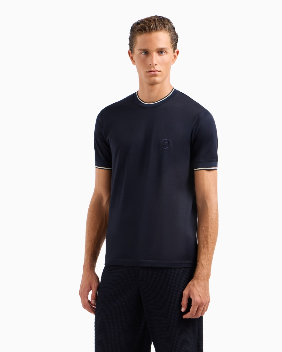 The World Of Armani T-SHIRT GIROCOLLO IN JERSEY DI SETA E COTONE