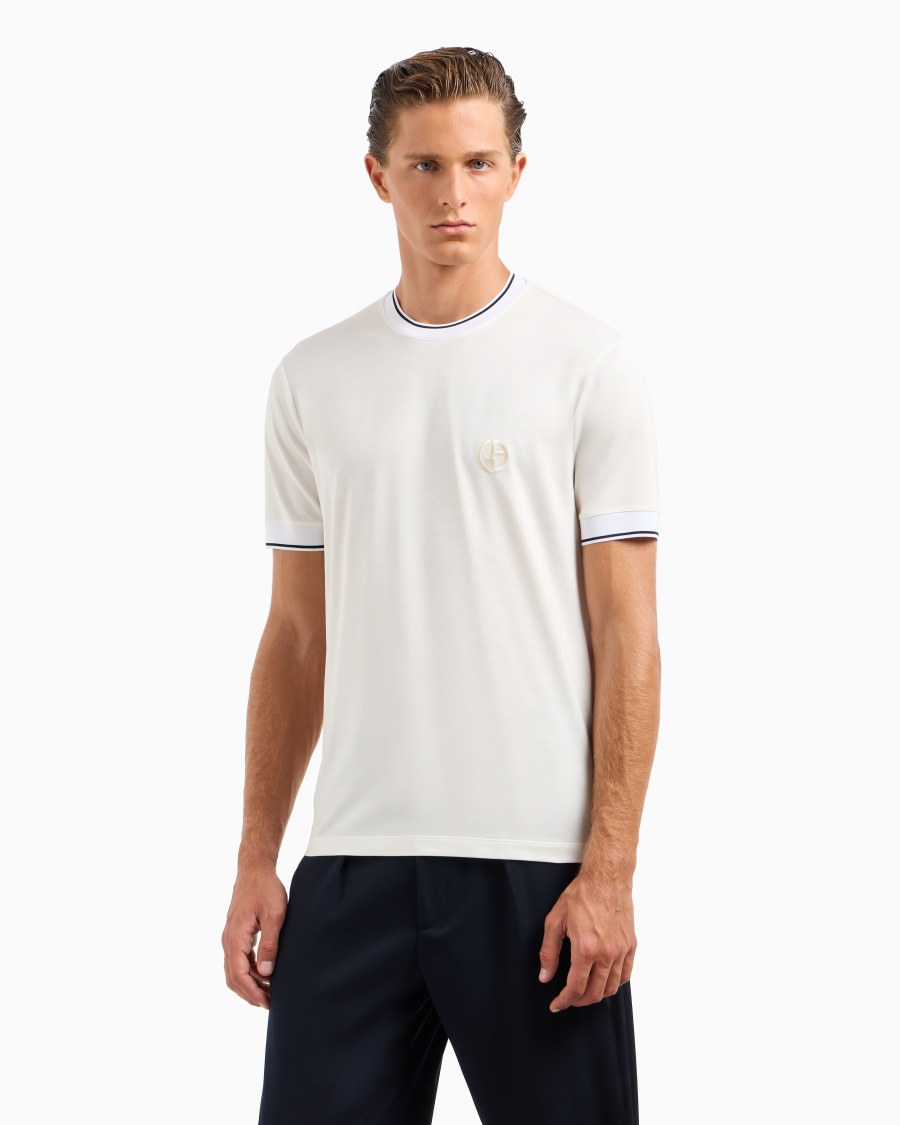 The World Of Armani T-SHIRT GIROCOLLO IN JERSEY DI SETA E COTONE