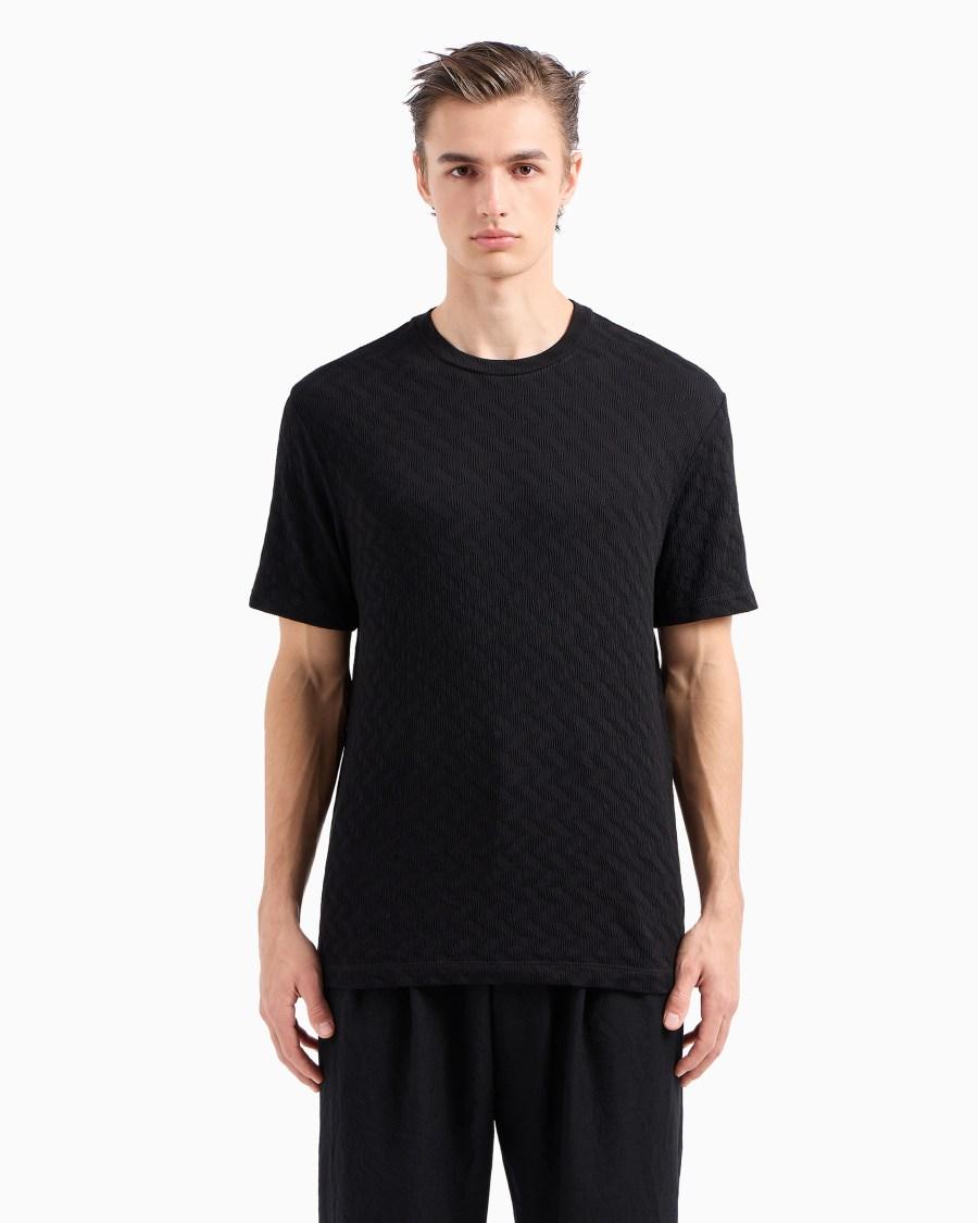 The World Of Armani T-SHIRT GIROCOLLO IN JERSEY DI VISCOSA E CASHMERE JACQUARD