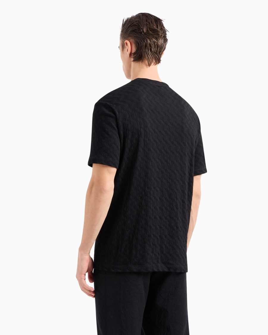 The World Of Armani T-SHIRT GIROCOLLO IN JERSEY DI VISCOSA E CASHMERE JACQUARD