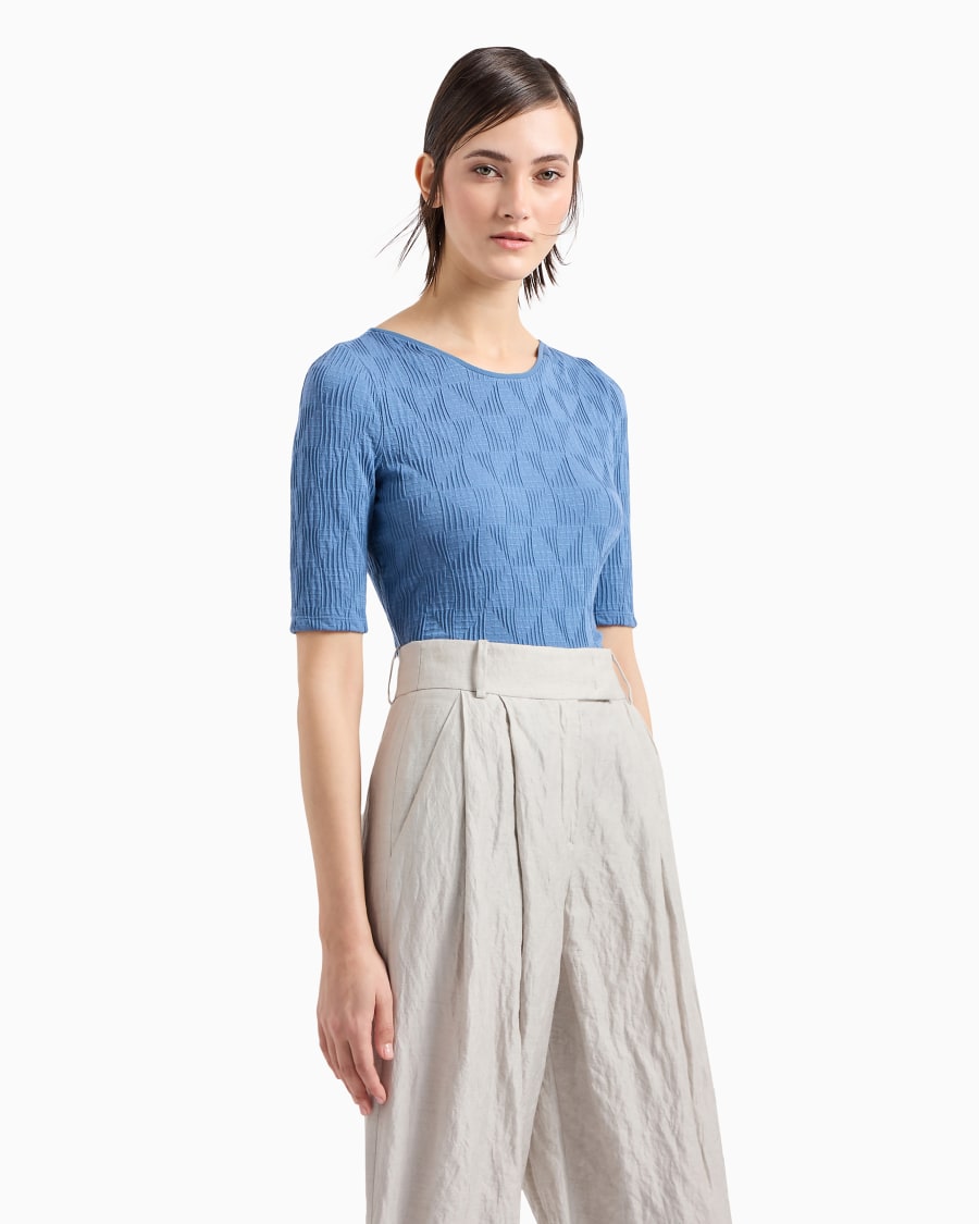 The World Of Armani T-SHIRT GIROCOLLO IN JERSEY DI VISCOSA JACQUARD