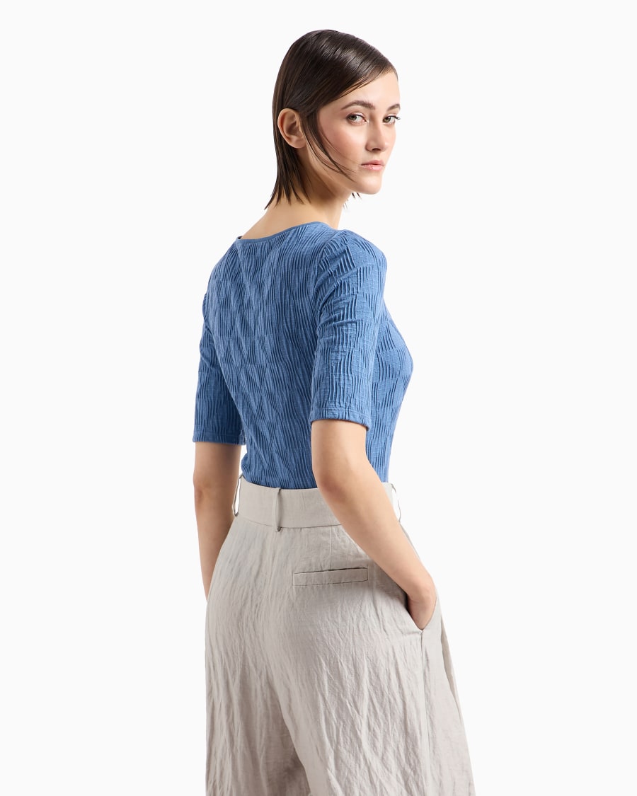 The World Of Armani T-SHIRT GIROCOLLO IN JERSEY DI VISCOSA JACQUARD