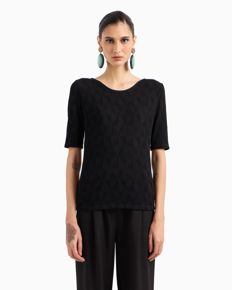 The World Of Armani T-SHIRT GIROCOLLO IN JERSEY DI VISCOSA JACQUARD