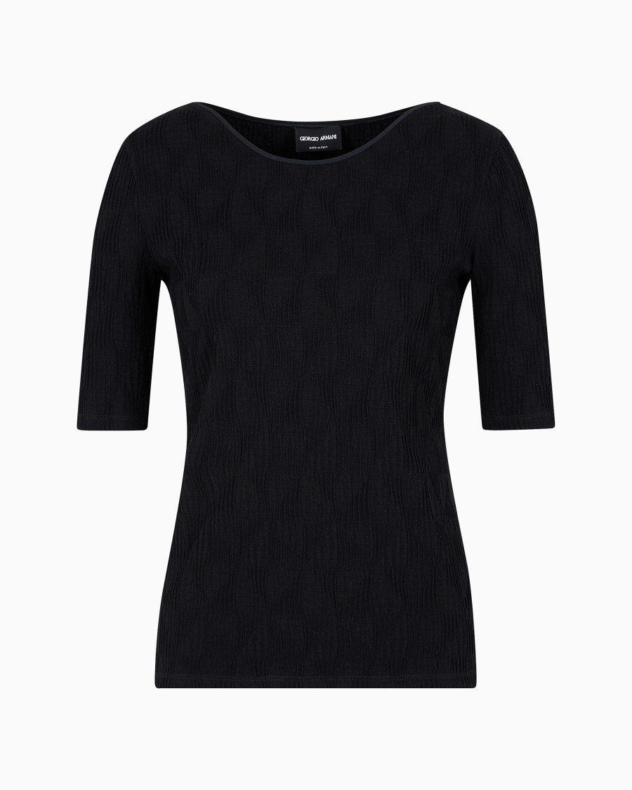 The world of armani T-SHIRT GIROCOLLO IN JERSEY DI VISCOSA JACQUARD