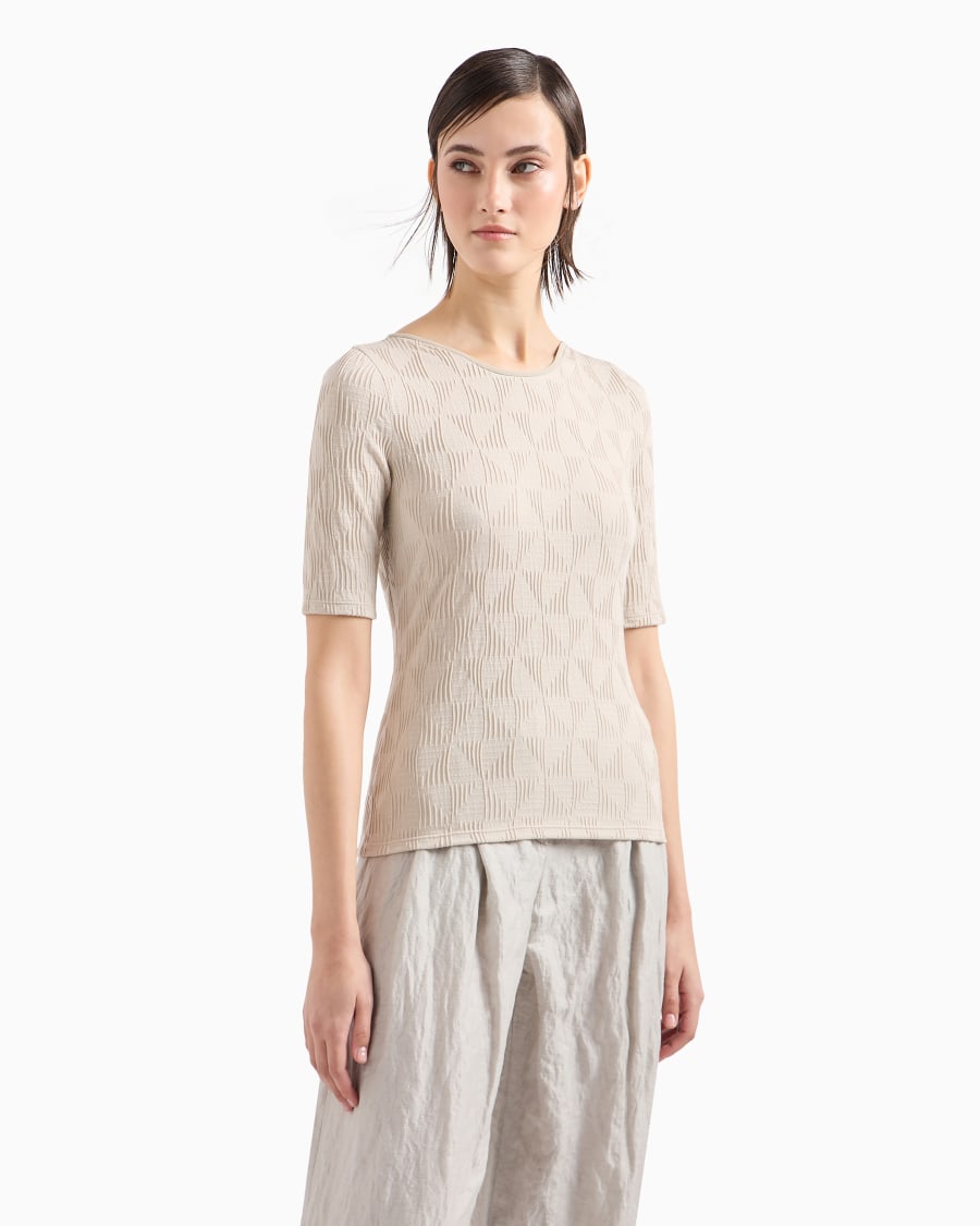 The World Of Armani T-SHIRT GIROCOLLO IN JERSEY DI VISCOSA JACQUARD