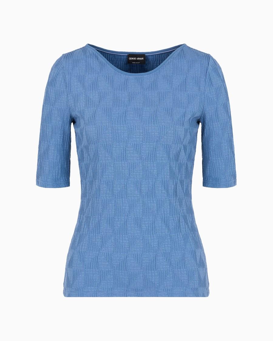 The world of armani T-SHIRT GIROCOLLO IN JERSEY DI VISCOSA JACQUARD