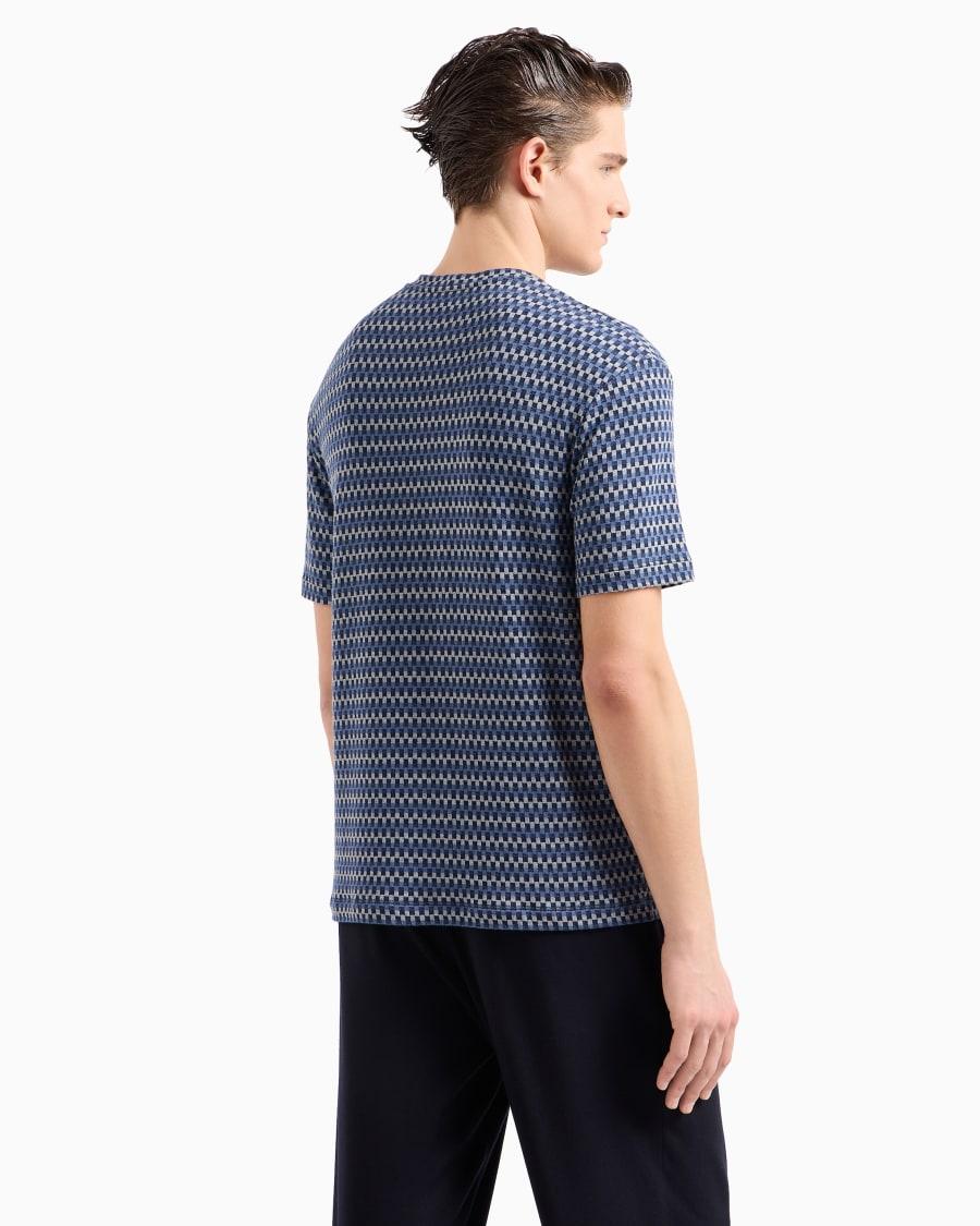 The World Of Armani T-SHIRT GIROCOLLO IN JERSEY JACQUARD DI VISCOSA STRETCH