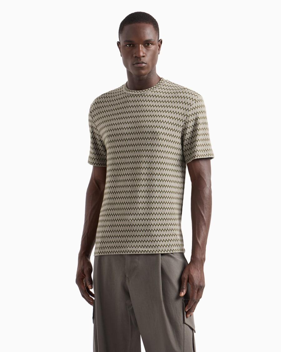 The World Of Armani T-SHIRT GIROCOLLO IN JERSEY JACQUARD DI VISCOSA STRETCH