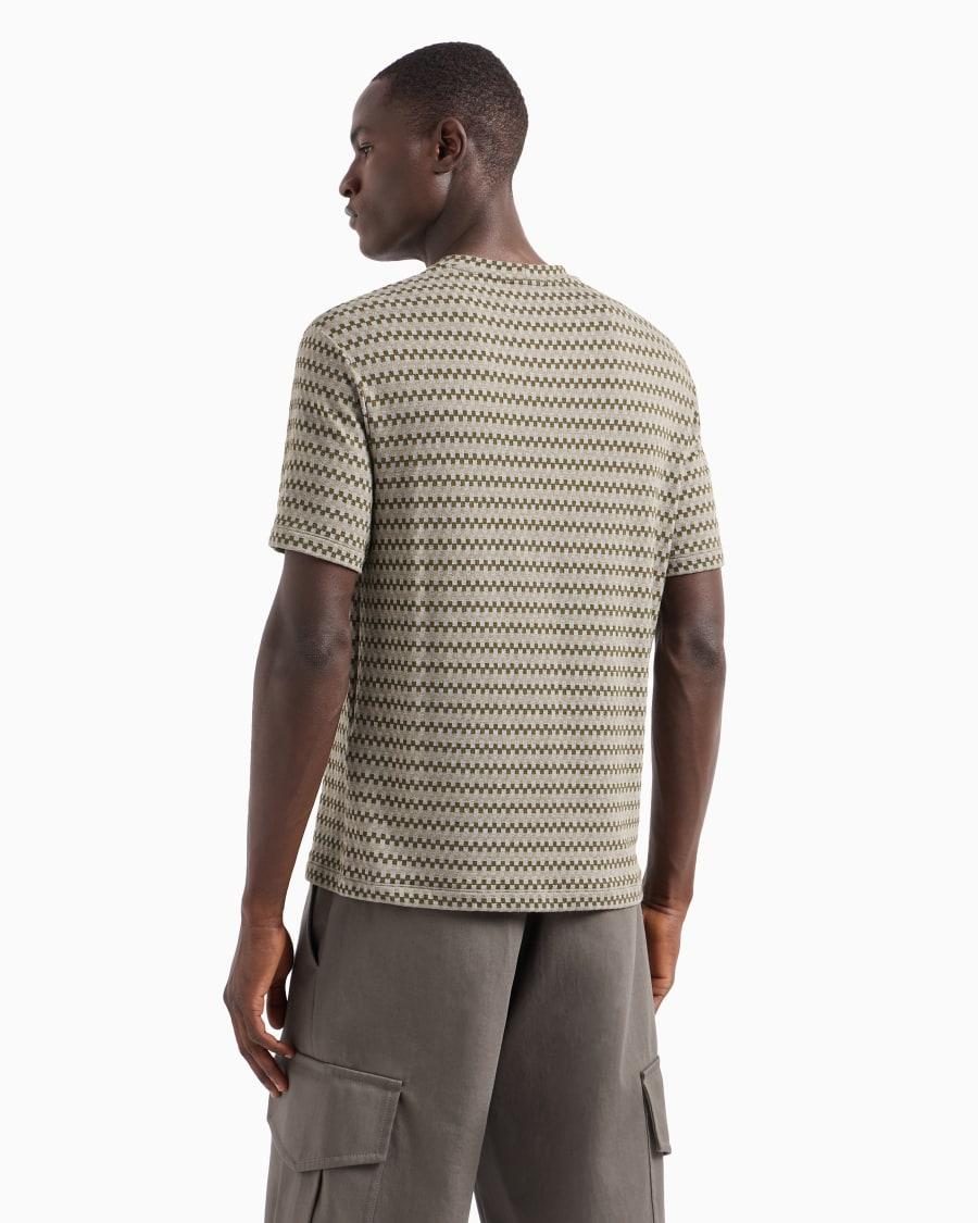 The World Of Armani T-SHIRT GIROCOLLO IN JERSEY JACQUARD DI VISCOSA STRETCH
