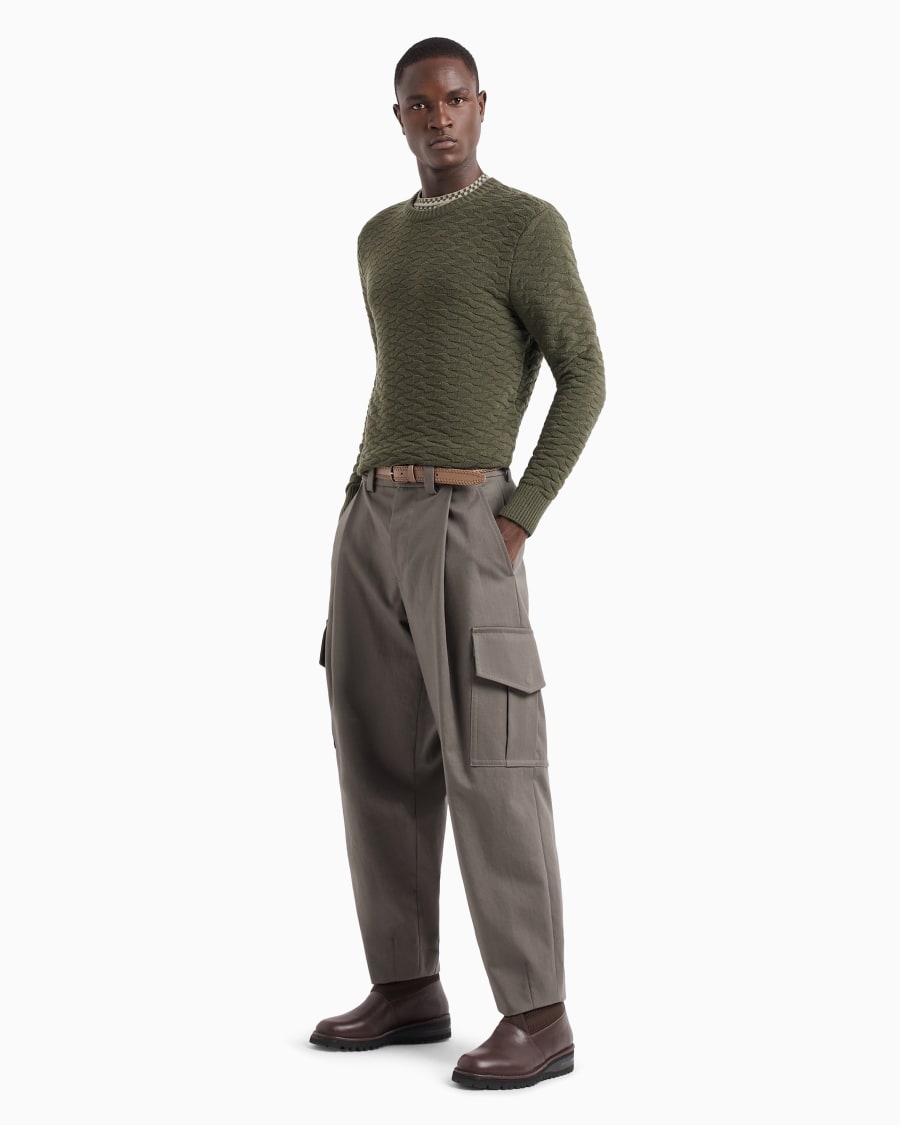 The World Of Armani T-SHIRT GIROCOLLO IN JERSEY JACQUARD DI VISCOSA STRETCH