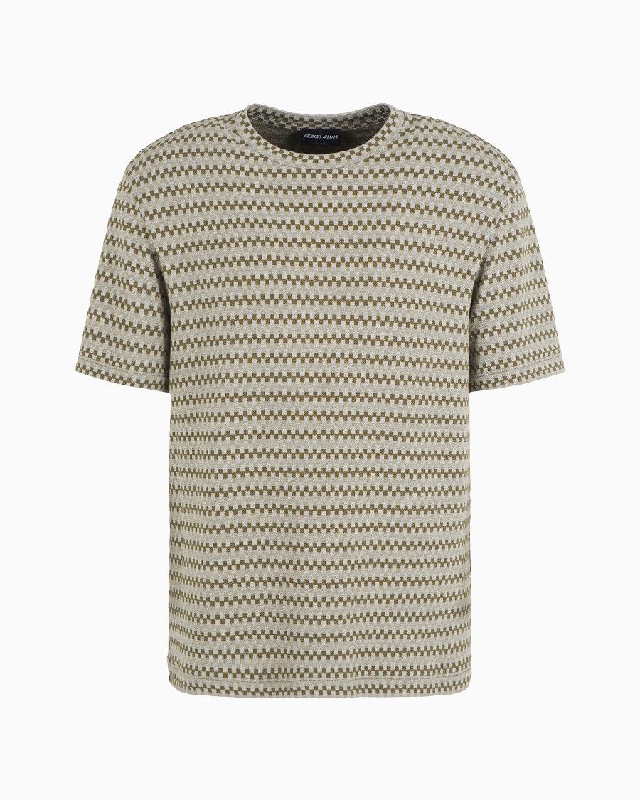 The world of armani T-SHIRT GIROCOLLO IN JERSEY JACQUARD DI VISCOSA STRETCH