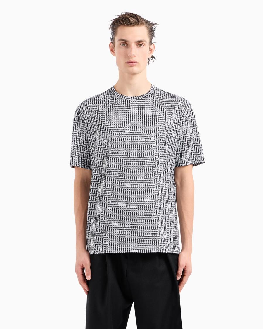 The World Of Armani T-SHIRT GIROCOLLO IN SETA E COTONE JACQUARD