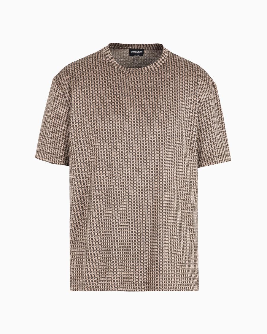 The world of armani T-SHIRT GIROCOLLO IN SETA E COTONE JACQUARD