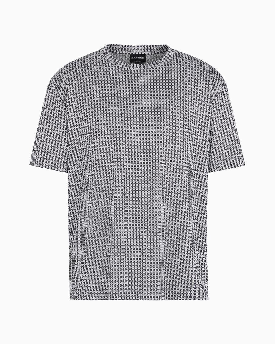 The world of armani T-SHIRT GIROCOLLO IN SETA E COTONE JACQUARD