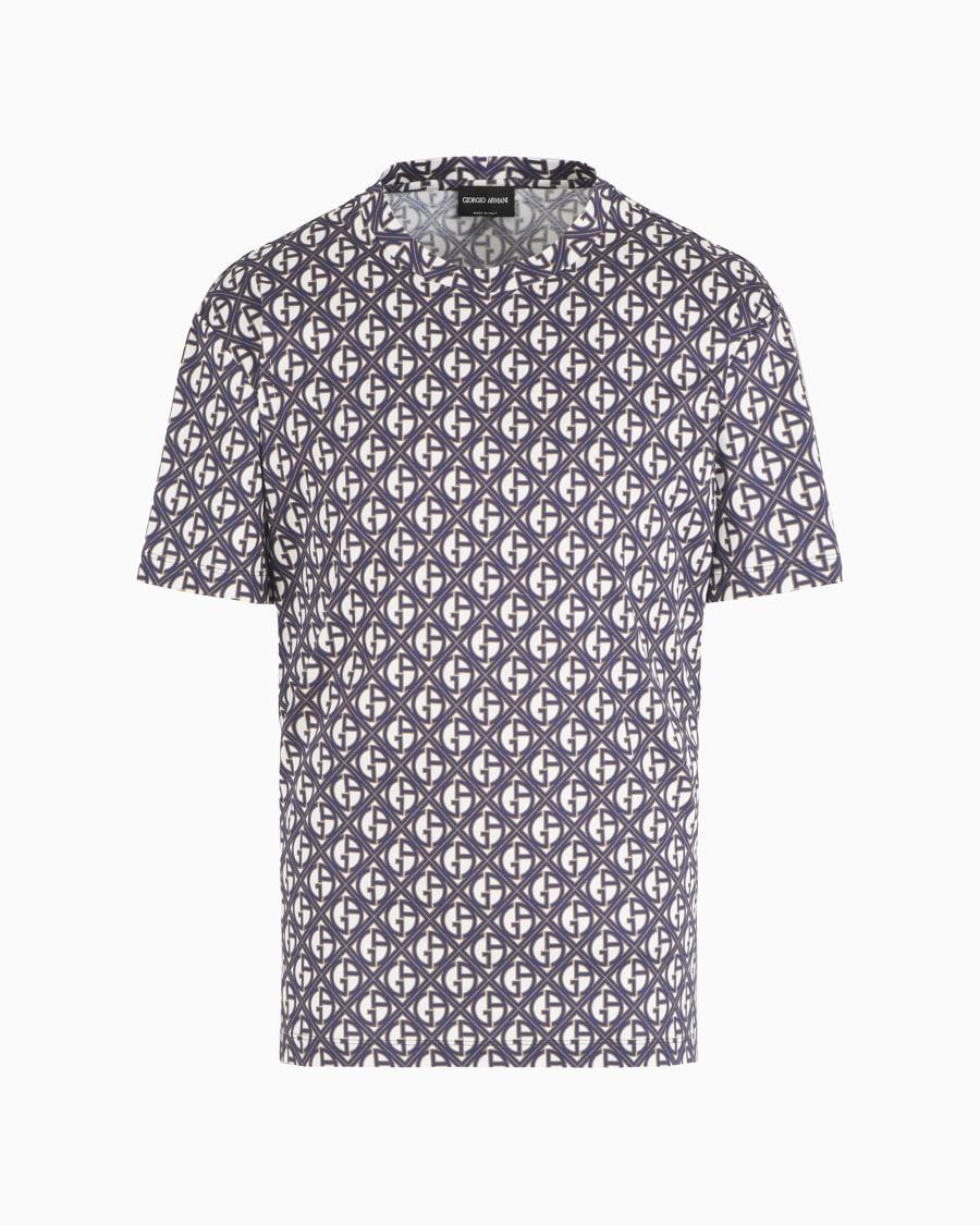 The world of armani T-SHIRT GIROCOLLO IN SETA E COTONE MONOGRAM