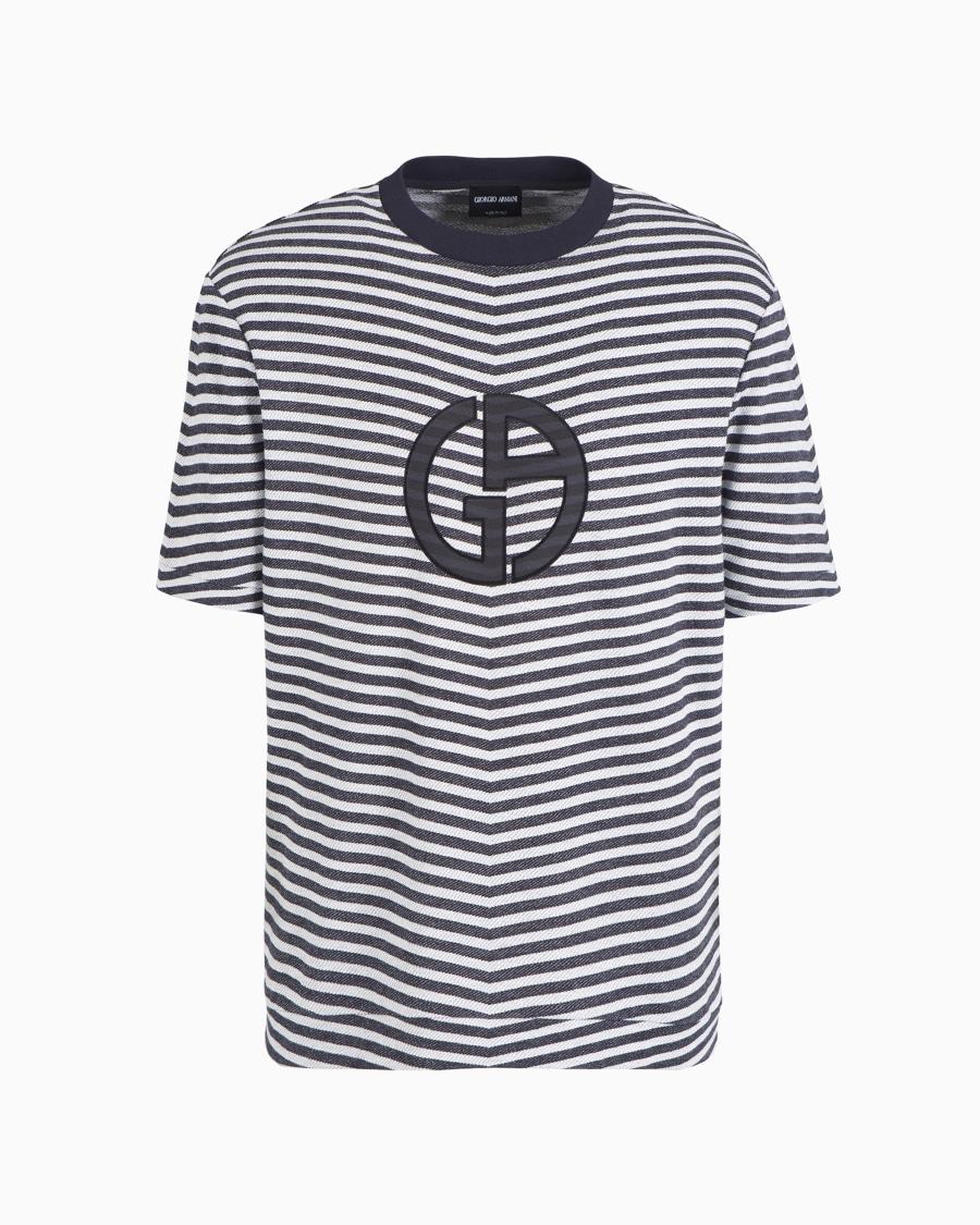 The world of armani T-SHIRT GIROCOLLO IN VISCOSA STRETCH JACQUARD CHEVRON