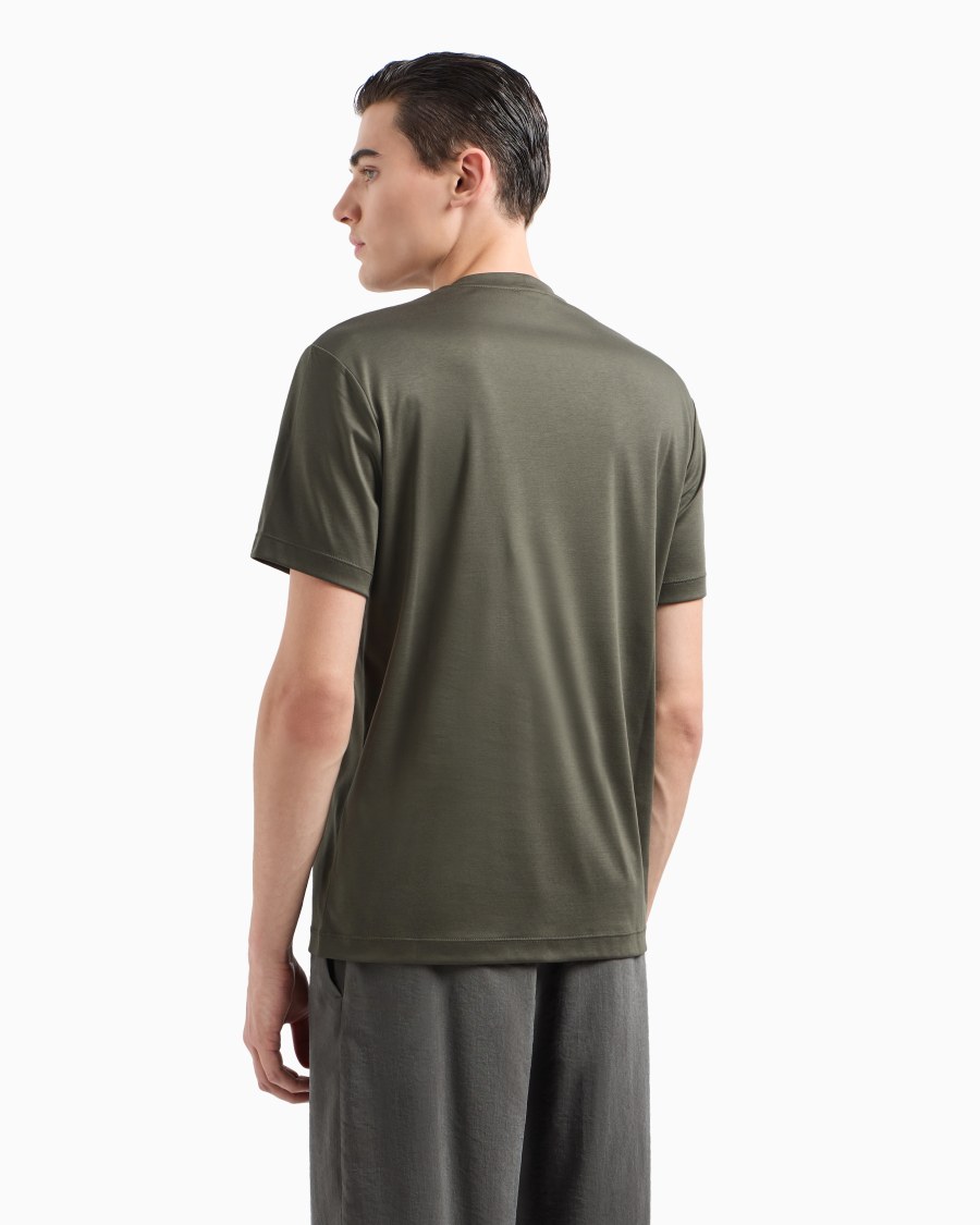 The World Of Armani T-SHIRT IN INTERLOCK DI COTONE CON LOGO RICAMATO