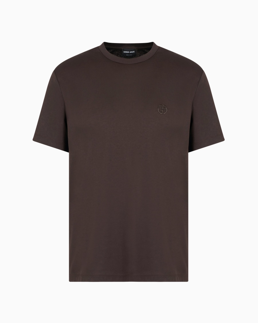 The world of armani T-SHIRT IN INTERLOCK DI COTONE CON LOGO RICAMATO