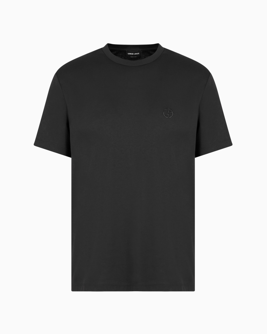 The world of armani T-SHIRT IN INTERLOCK DI COTONE CON LOGO RICAMATO