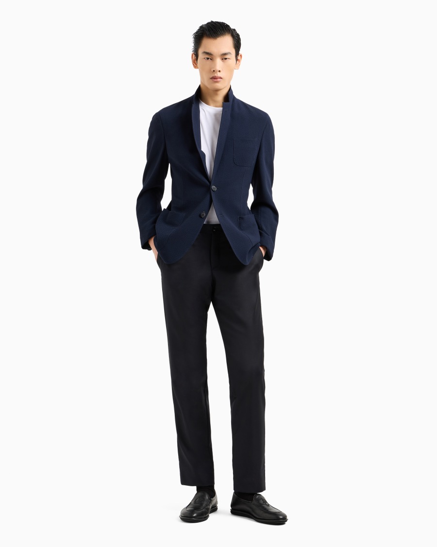 The World Of Armani T-SHIRT IN INTERLOCK DI COTONE CON LOGO RICAMATO