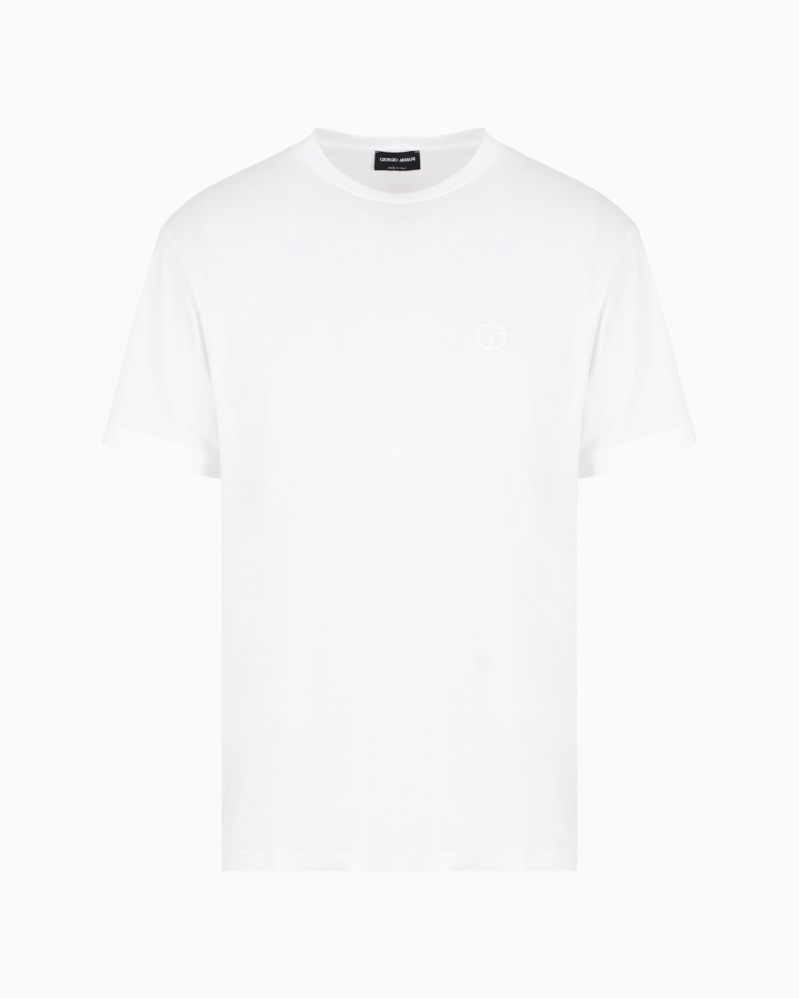 The world of armani T-SHIRT IN INTERLOCK DI COTONE CON LOGO RICAMATO
