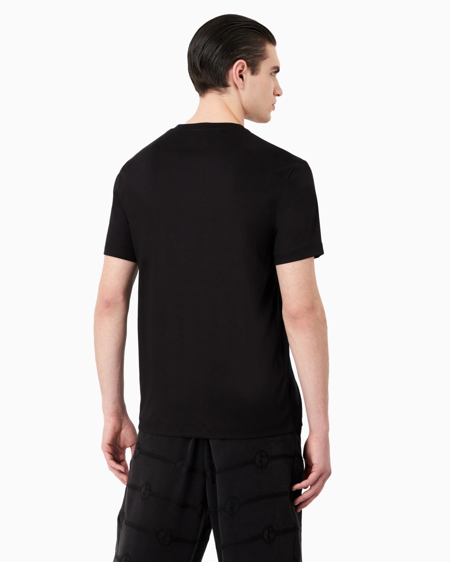 The World Of Armani T-SHIRT IN INTERLOCK DI COTONE CON LOGO RICAMATO