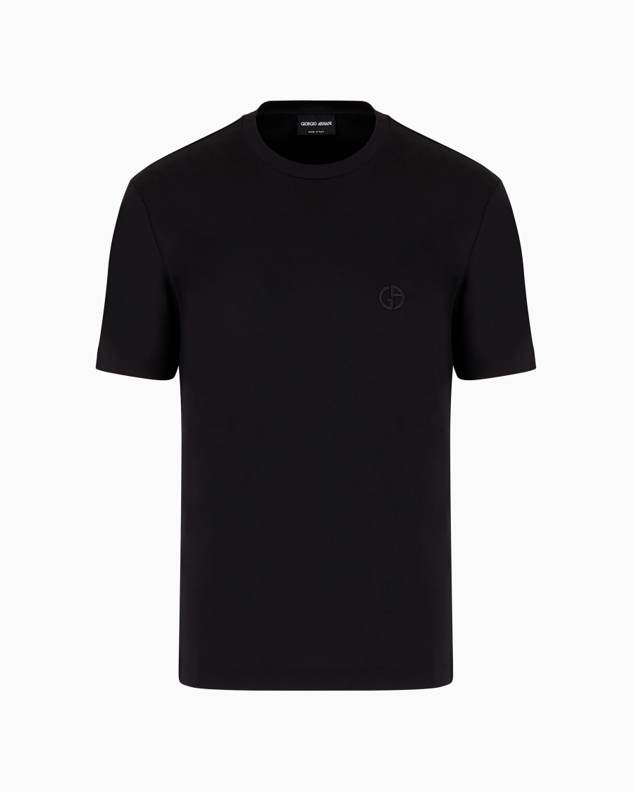 The world of armani T-SHIRT IN INTERLOCK DI COTONE CON LOGO RICAMATO