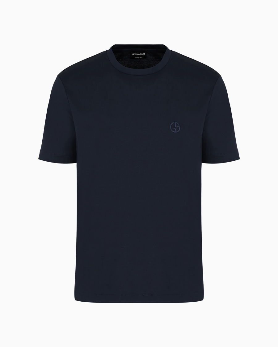 The world of armani T-SHIRT IN INTERLOCK DI COTONE CON LOGO RICAMATO