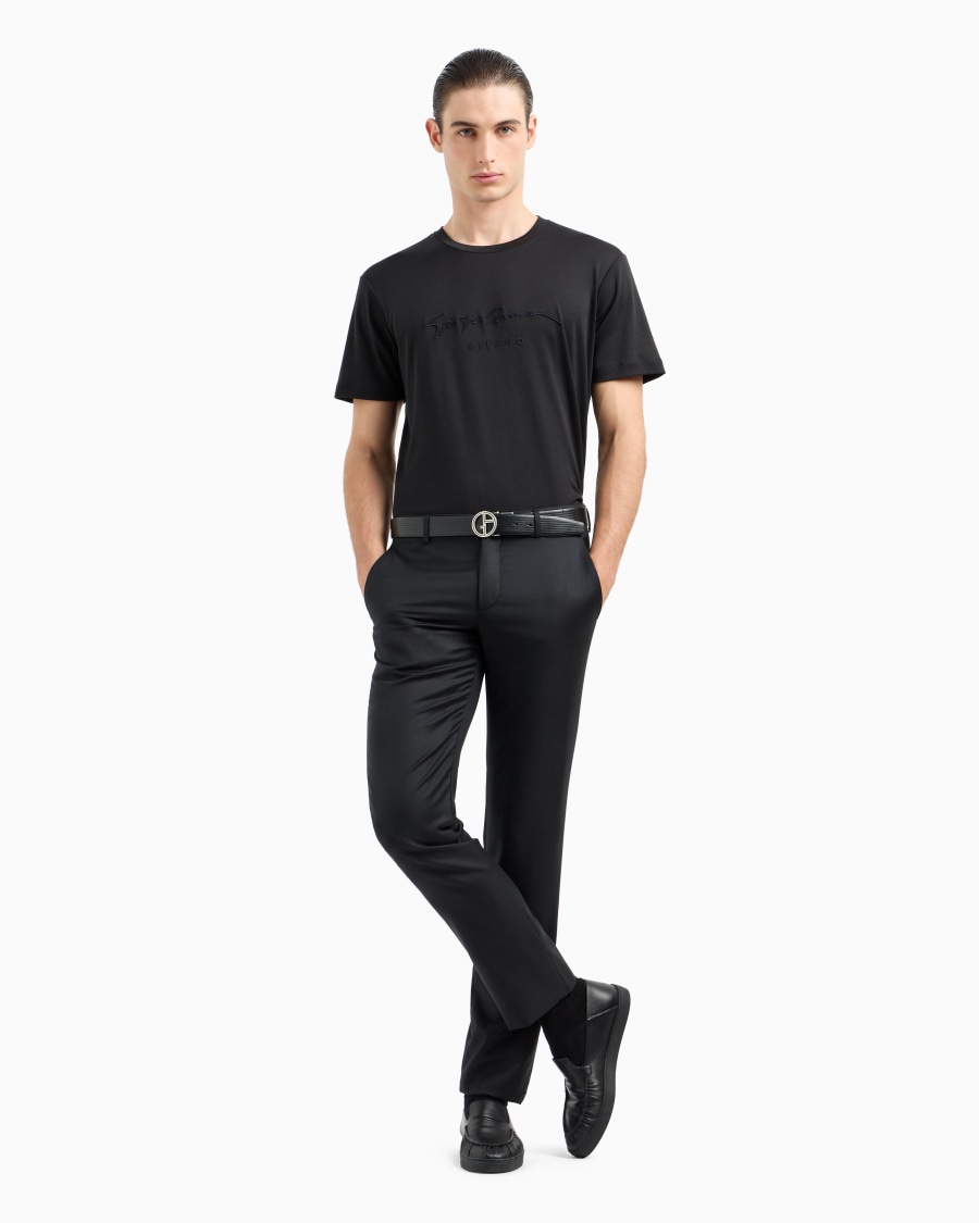 The World Of Armani T-SHIRT IN INTERLOCK DI PURO COTONE CON LOGO RICAMATO