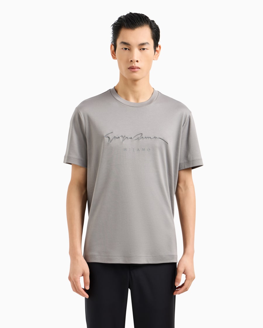The World Of Armani T-SHIRT IN INTERLOCK DI PURO COTONE CON LOGO RICAMATO