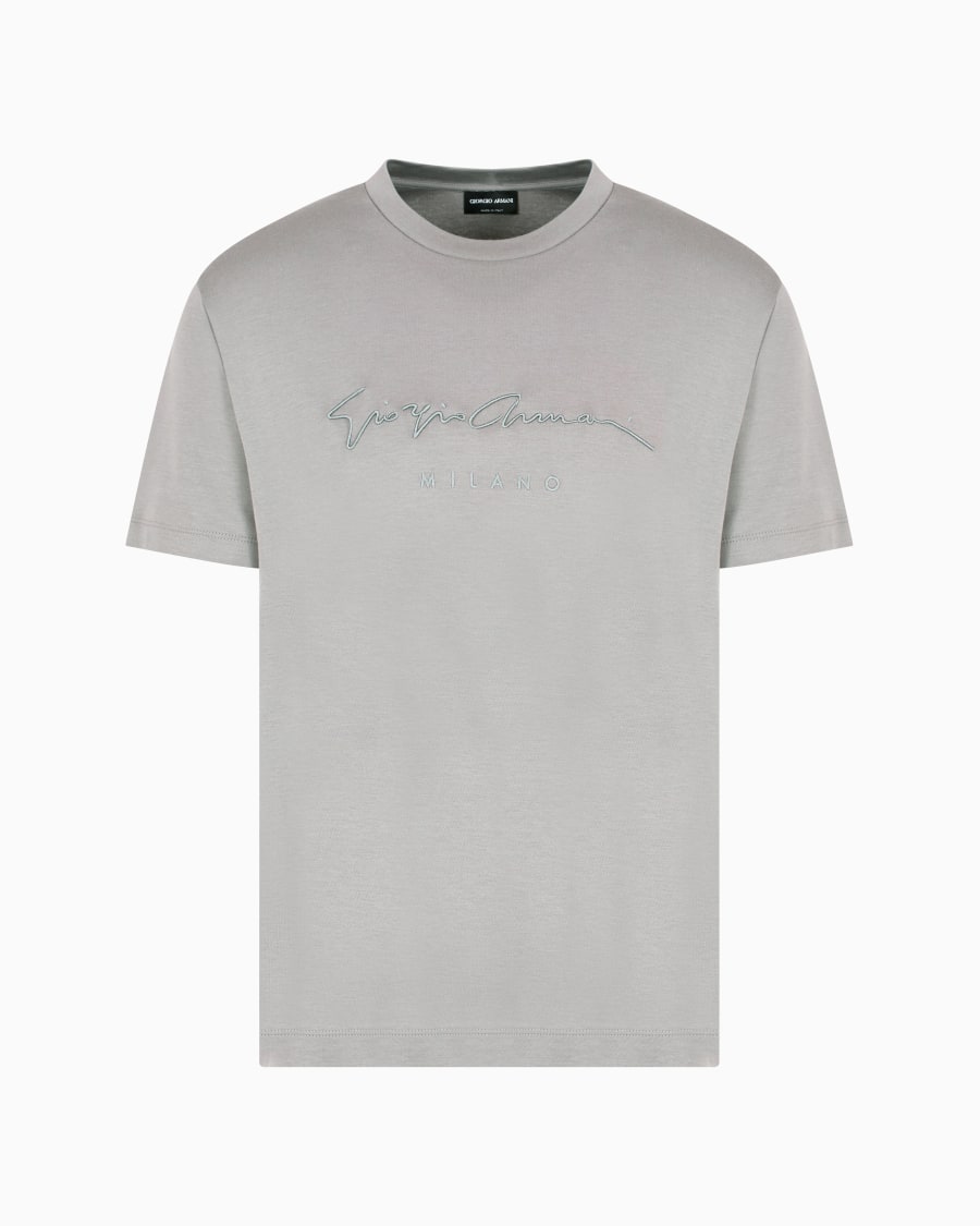 The world of armani T-SHIRT IN INTERLOCK DI PURO COTONE CON LOGO RICAMATO