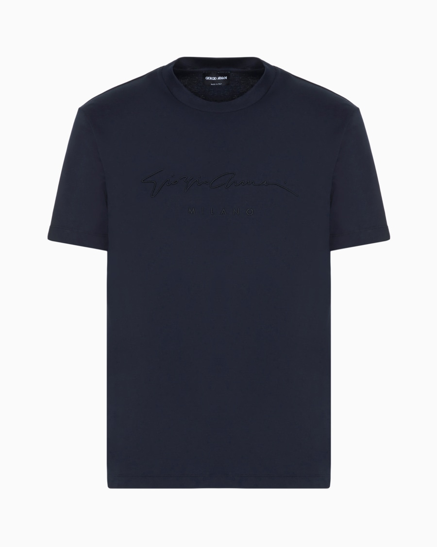 The world of armani T-SHIRT IN INTERLOCK DI PURO COTONE CON LOGO RICAMATO