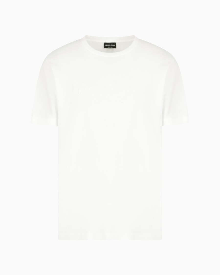 The world of armani T-SHIRT IN INTERLOCK DI PURO COTONE CON LOGO RICAMATO