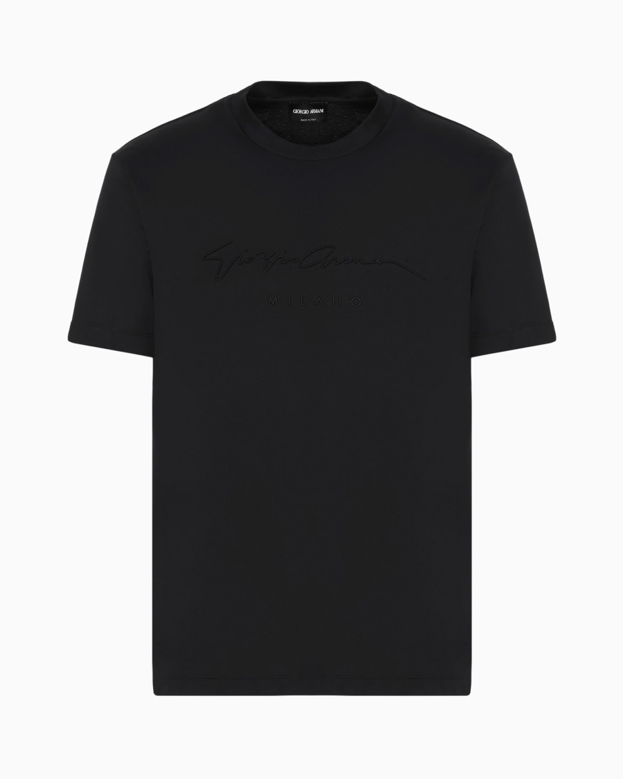 The world of armani T-SHIRT IN INTERLOCK DI PURO COTONE CON LOGO RICAMATO