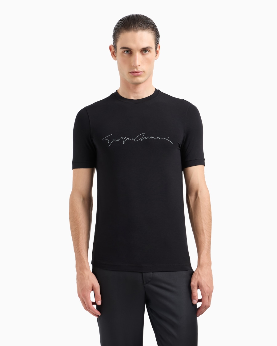 The World Of Armani T-SHIRT IN JERSEY BAMBOO DI VISCOSA STRETCH