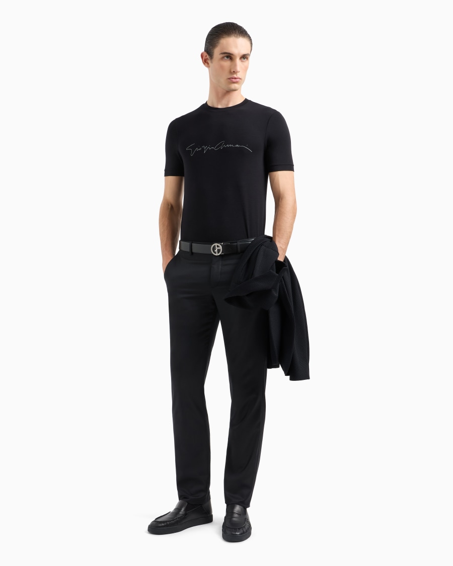 The World Of Armani T-SHIRT IN JERSEY BAMBOO DI VISCOSA STRETCH