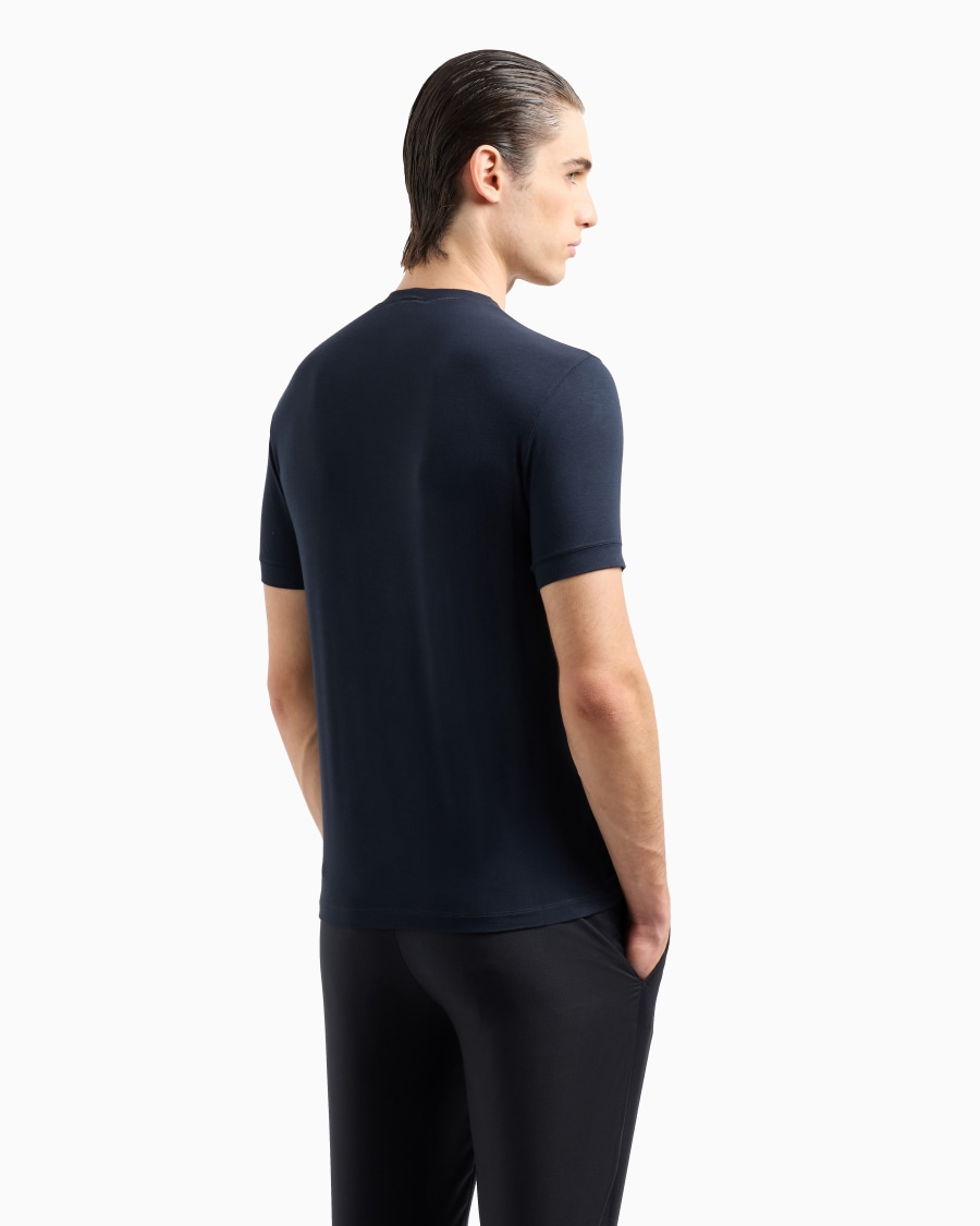The World Of Armani T-SHIRT IN JERSEY BAMBOO DI VISCOSA STRETCH CON RICAMO GA
