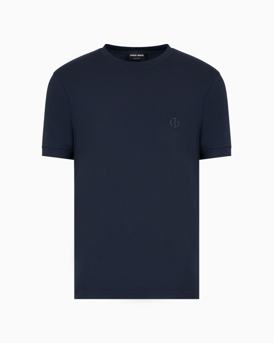 The world of armani T-SHIRT IN JERSEY BAMBOO DI VISCOSA STRETCH CON RICAMO GA