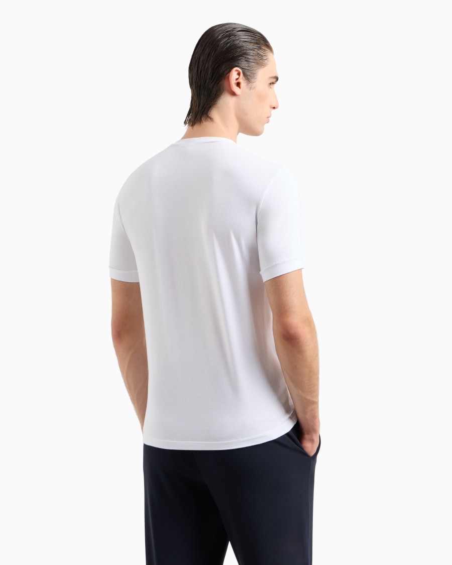 The World Of Armani T-SHIRT IN JERSEY BAMBOO DI VISCOSA STRETCH CON RICAMO GA