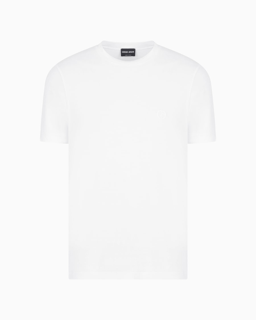 The world of armani T-SHIRT IN JERSEY BAMBOO DI VISCOSA STRETCH CON RICAMO GA