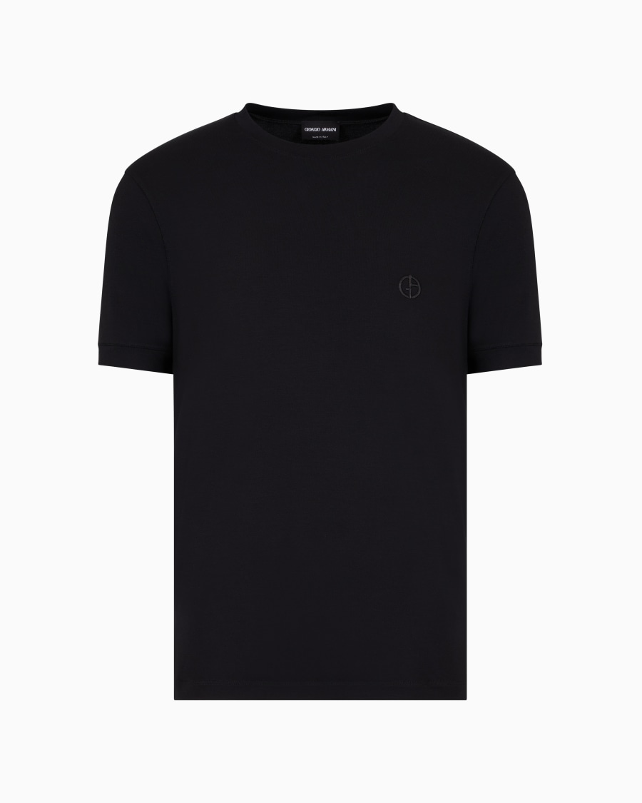 The world of armani T-SHIRT IN JERSEY BAMBOO DI VISCOSA STRETCH CON RICAMO GA