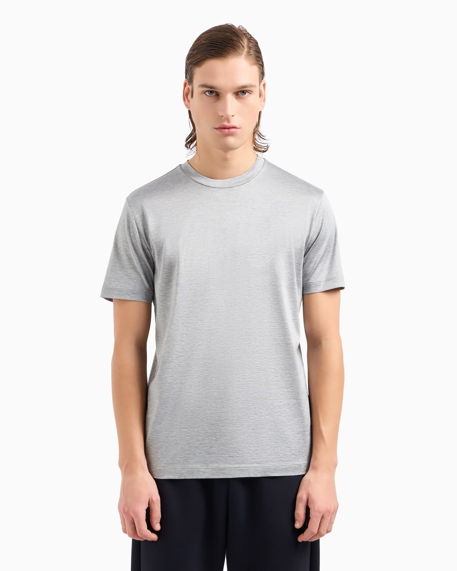 The World Of Armani T-SHIRT IN JERSEY RASATO DI MISTO SETA E COTONE