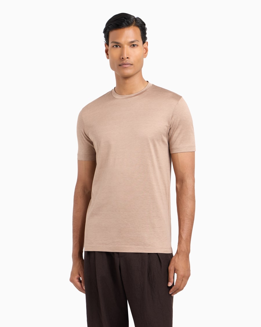 The World Of Armani T-SHIRT IN JERSEY RASATO DI MISTO SETA E COTONE