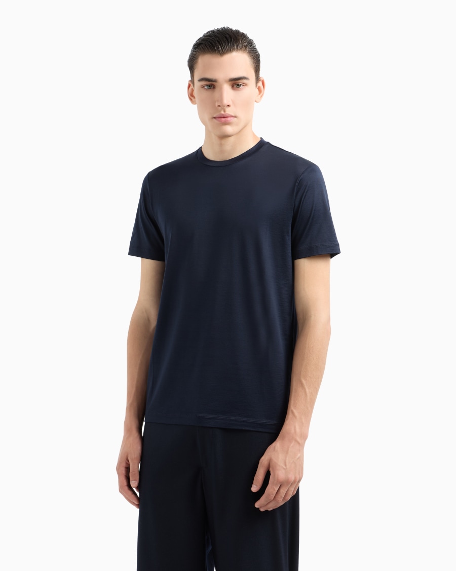 The World Of Armani T-SHIRT IN JERSEY RASATO DI MISTO SETA E COTONE