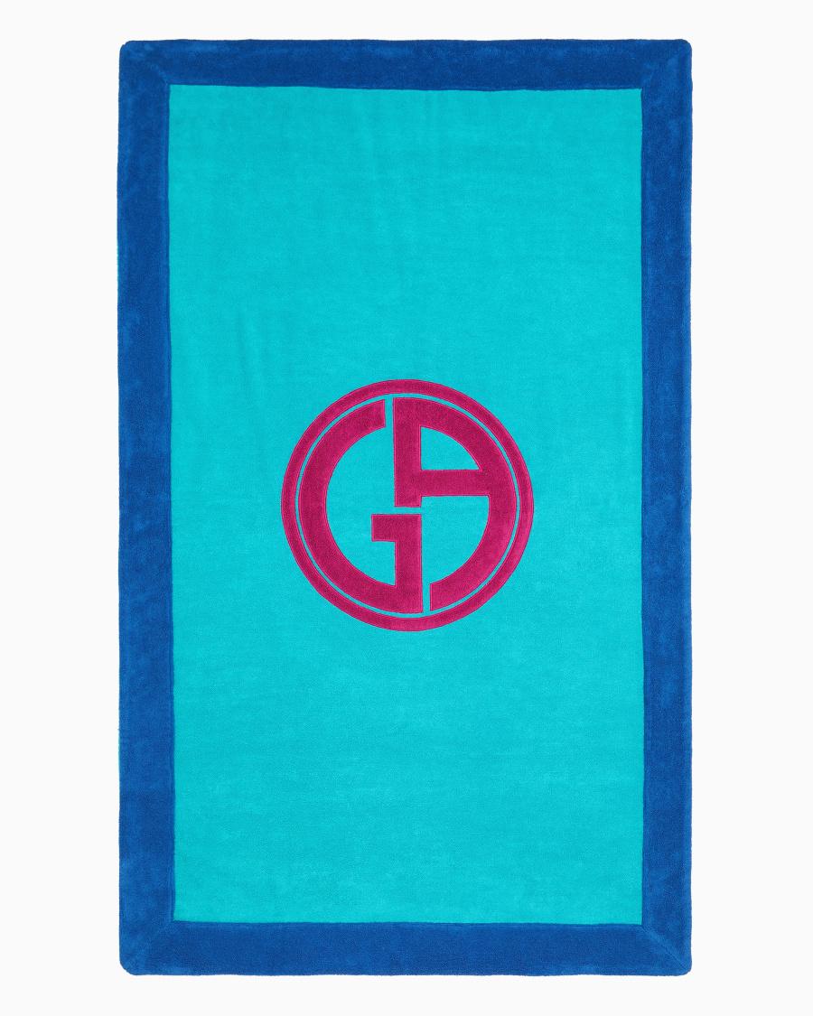 The world of armani TELO MARE BICOLORE CON LOGO JACQUARD